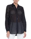 L'agence Lindy Eyelet Button-up Shirt In Black