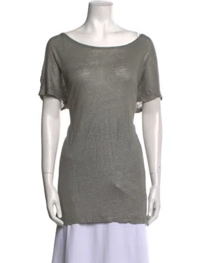 Pre-owned L'agence Linen Bateau Neckline T-shirt In Gray