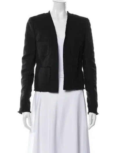 Pre-owned L'agence Linen Blazer In Black
