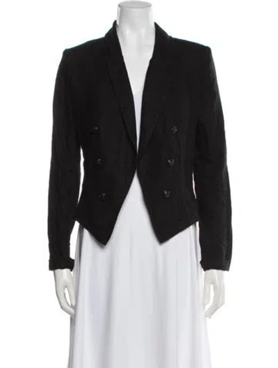 Pre-owned L'agence Linen Blazer In Black