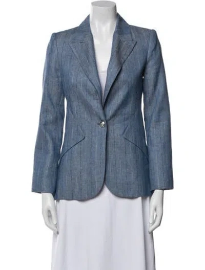 Pre-owned L'agence Linen Blazer In Blue