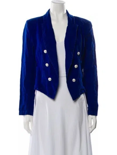 Pre-owned L'agence Linen Blazer In Blue