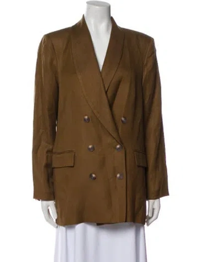 Pre-owned L'agence Linen Blazer In Brown