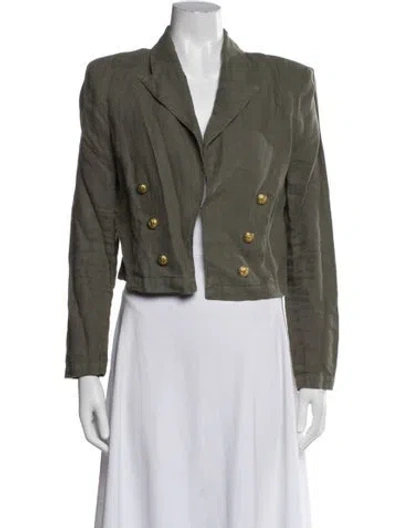 Pre-owned L'agence Linen Blazer In Gray