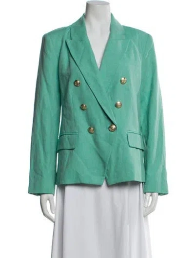 Pre-owned L'agence Linen Blazer In Green