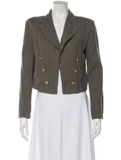 Pre-owned L'agence Linen Blazer In Green