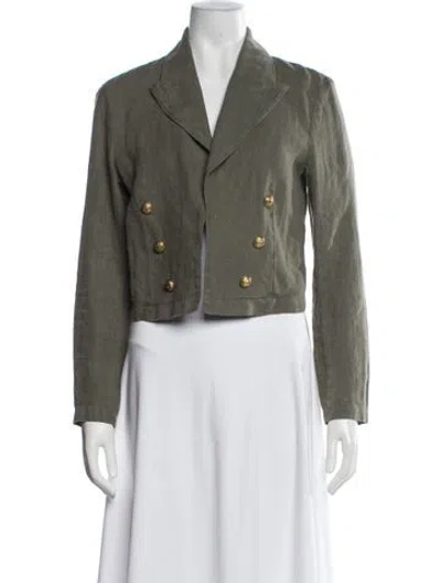 Pre-owned L'agence Linen Blazer In Green