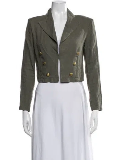 Pre-owned L'agence Linen Blazer In Green
