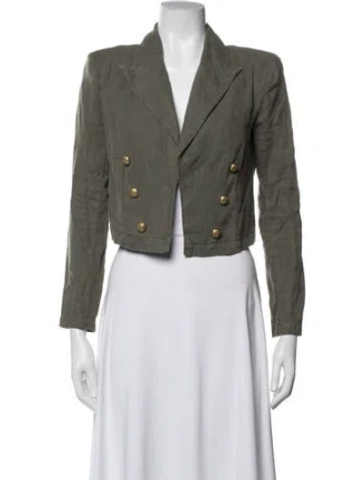 Pre-owned L'agence Linen Blazer In Green