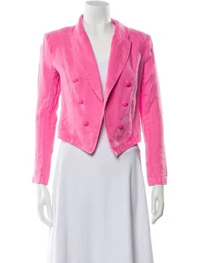 Pre-owned L'agence Linen Blazer In Pink