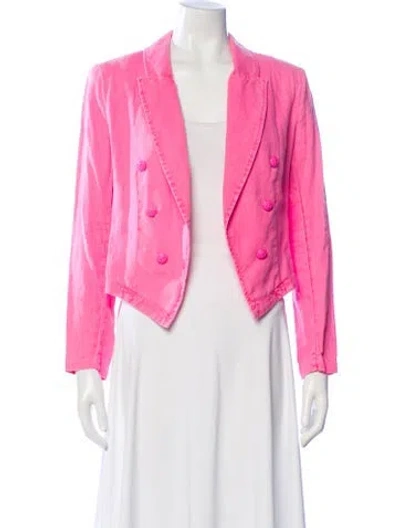Pre-owned L'agence Linen Blazer In Pink