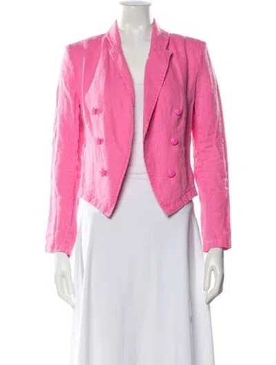 Pre-owned L'agence Linen Blazer In Pink