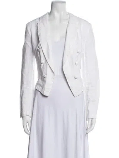 Pre-owned L'agence Linen Blazer In White