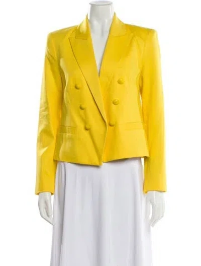 Pre-owned L'agence Linen Blazer In Yellow