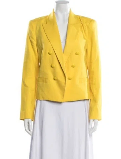 Pre-owned L'agence Linen Blazer In Yellow