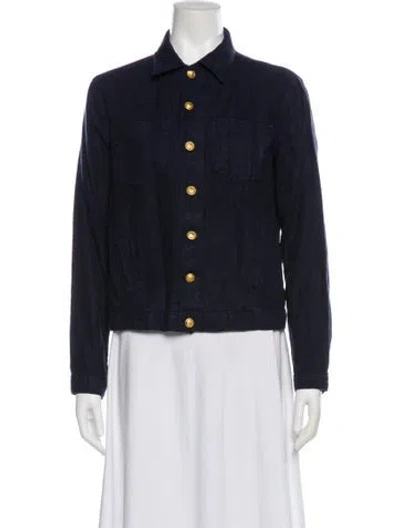 Pre-owned L'agence Linen Denim Jacket In Blue