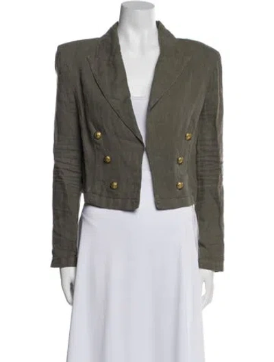 Pre-owned L'agence Linen Denim Jacket In Green