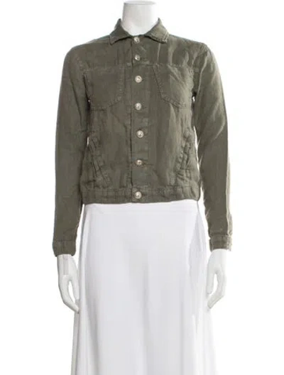 Pre-owned L'agence Linen Denim Jacket In Green