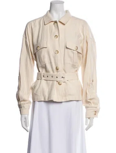 Pre-owned L'agence Linen Denim Jacket In Neutral