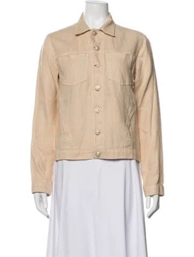 Pre-owned L'agence Linen Denim Jacket In Neutrals