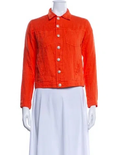 Pre-owned L'agence Linen Denim Jacket In Orange
