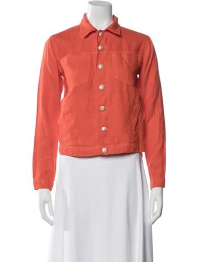 Pre-owned L'agence Linen Denim Jacket In Orange