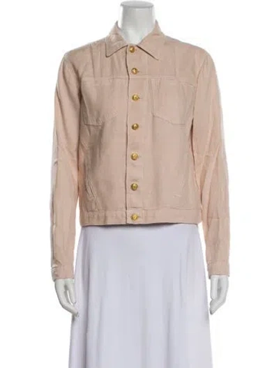 Pre-owned L'agence Linen Denim Jacket In Pink