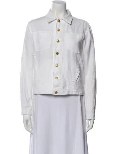 Pre-owned L'agence Linen Denim Jacket In White