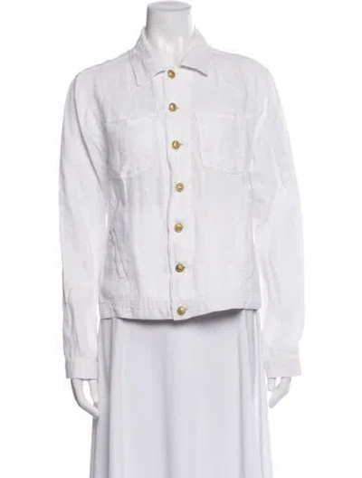 Pre-owned L'agence Linen Denim Jacket In White