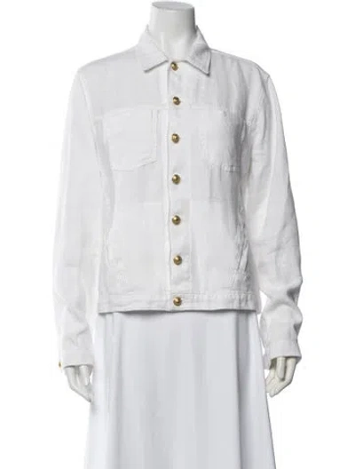 Pre-owned L'agence Linen Denim Jacket In White
