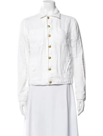 Pre-owned L'agence Linen Denim Jacket In White