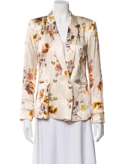 Pre-owned L'agence Linen Floral Print Blazer In Neutral