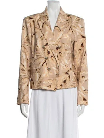 Pre-owned L'agence Linen Floral Print Blazer In Neutrals
