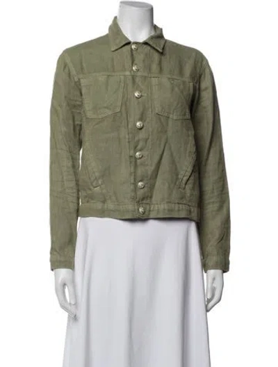Pre-owned L'agence Linen Jacket In Green