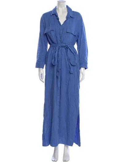 Pre-owned L'agence Linen Long Dress In Blue