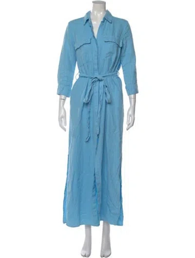 Pre-owned L'agence Linen Long Dress In Blue