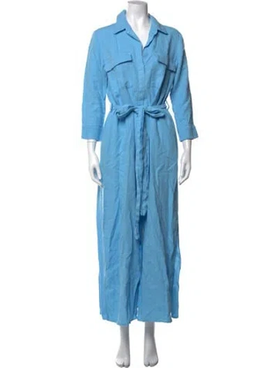 Pre-owned L'agence Linen Long Dress In Blue