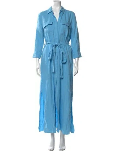 Pre-owned L'agence Linen Long Dress In Blue