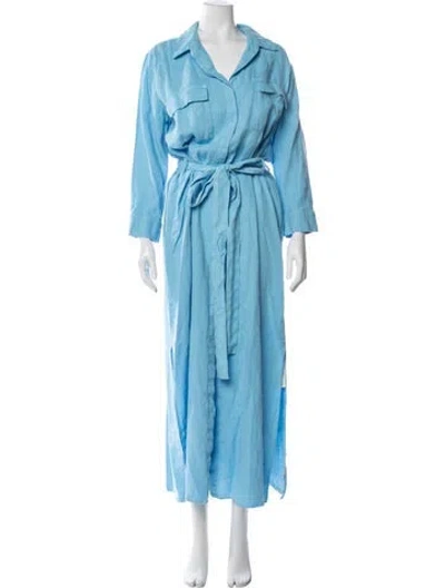 Pre-owned L'agence Linen Long Dress In Blue