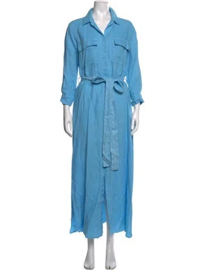 Pre-owned L'agence Linen Long Dress In Blue
