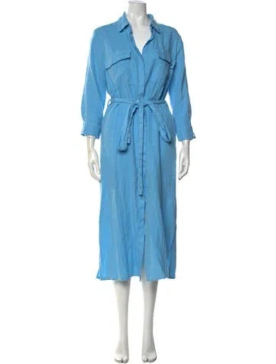 Pre-owned L'agence Linen Long Dress In Blue