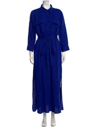Pre-owned L'agence Linen Long Dress In Blue