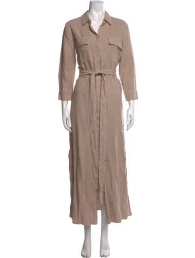 Pre-owned L'agence Linen Long Dress In Brown