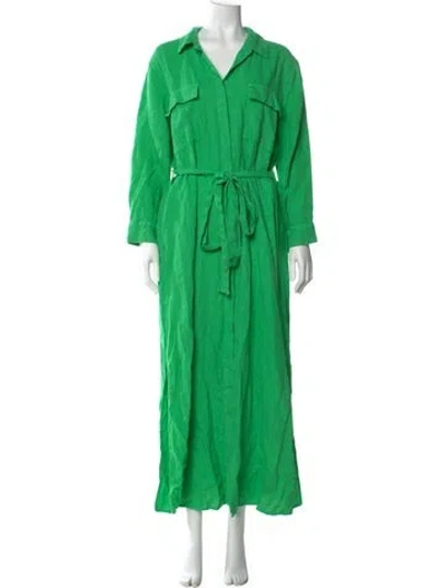 Pre-owned L'agence Linen Long Dress In Green