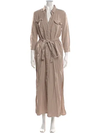 Pre-owned L'agence Linen Long Dress In Neutral