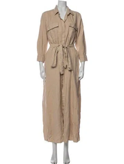 Pre-owned L'agence Linen Long Dress In Neutral