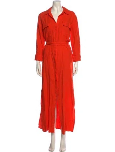 Pre-owned L'agence Linen Long Dress In Orange