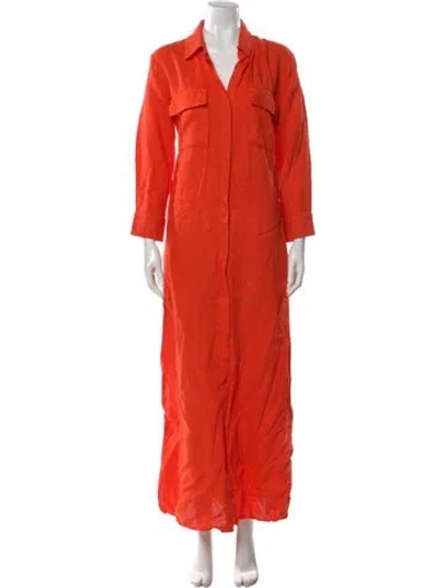 Pre-owned L'agence Linen Long Dress In Orange