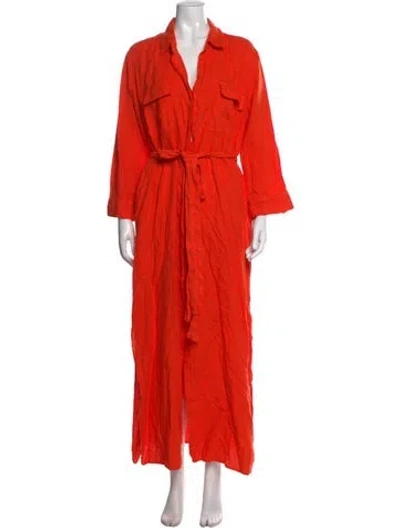Pre-owned L'agence Linen Long Dress In Orange