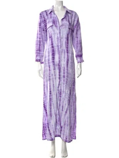 Pre-owned L'agence Linen Long Dress In Purple